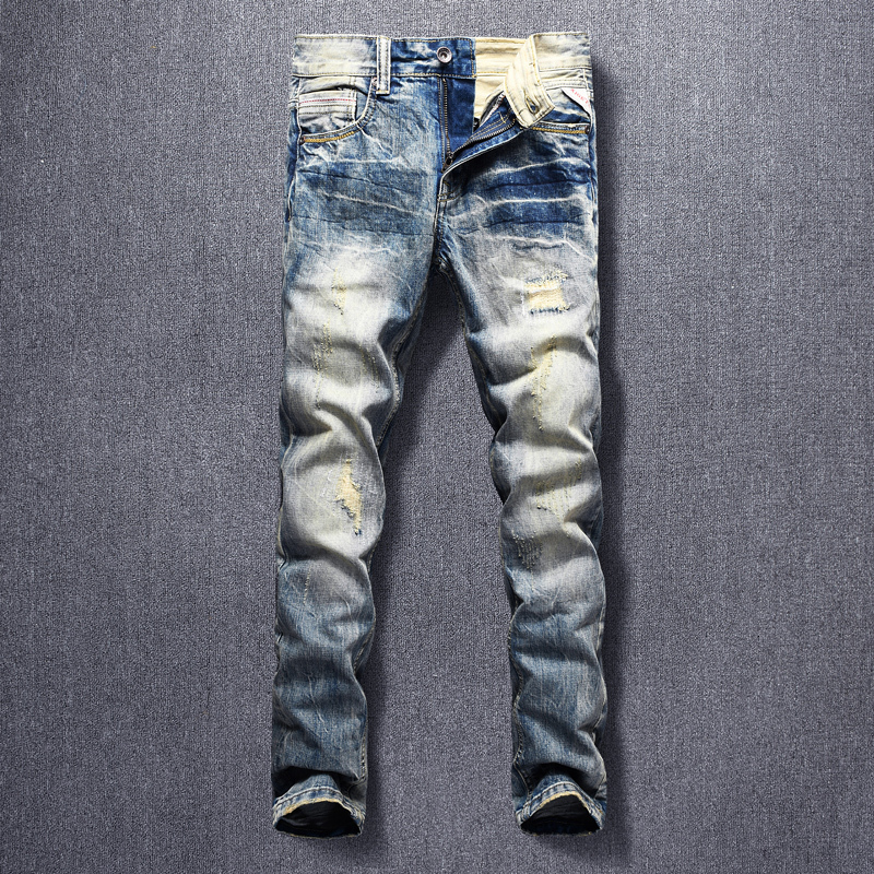 2021 New Italian Style Fashion Men Jeans High Quality Slim Fit Ripped Denim Trousers Retro Wash Patchwork Designer Vintage Hip Hop Pants S10, Retro blue
2021 New Italian Style Fashion Men Jeans High Quality Slim Fit Ripped Denim Trousers Retro Wash Patchwork Designer Vintage Hip Hop Pants S10, Retro blue