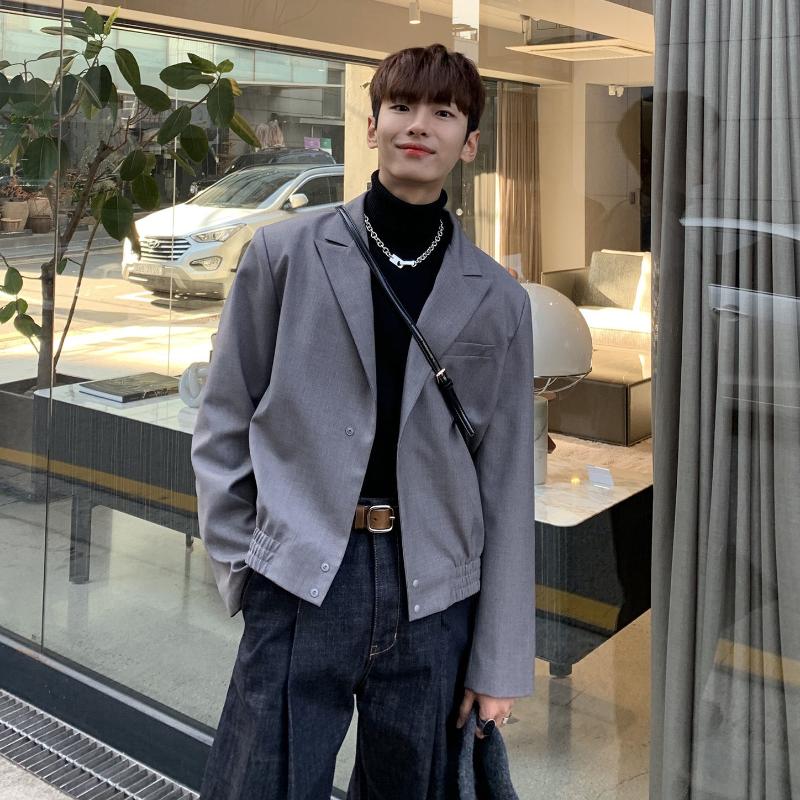 Netred Korean short suit jacket men's ins trend jacket slim suit, Black 
Netred Korean short suit jacket men's ins trend jacket slim suit, Black