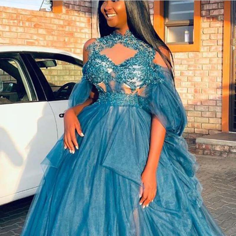 2020 Arabic Aso Ebi Stylish Lace Beaded Evening Dresses High Neck Prom Dresses Vintage Formal Party Second Reception Gowns