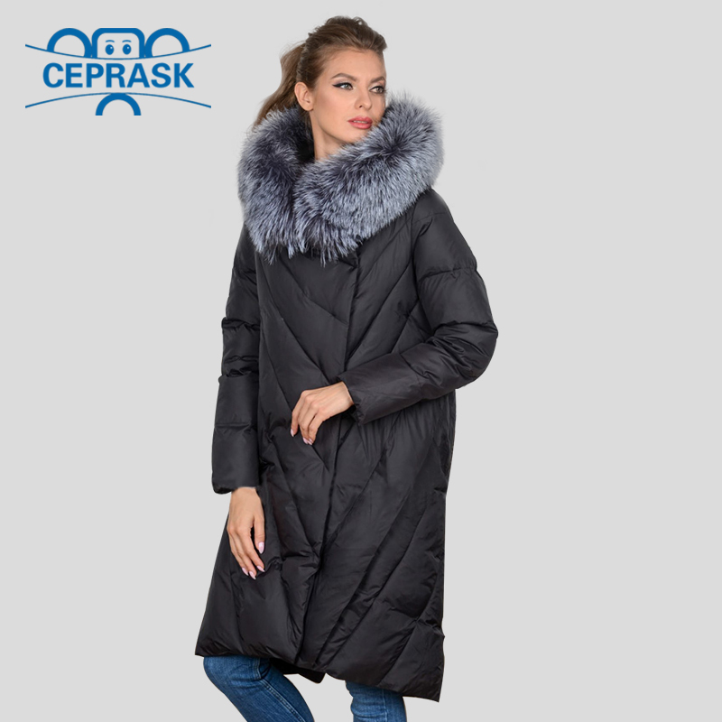 Winter Coat Women's Jacket Plus Size Long Hoodie Warm Women Winter Down Jacket Raccoon Fur BiologicalDown Female Parka 201017