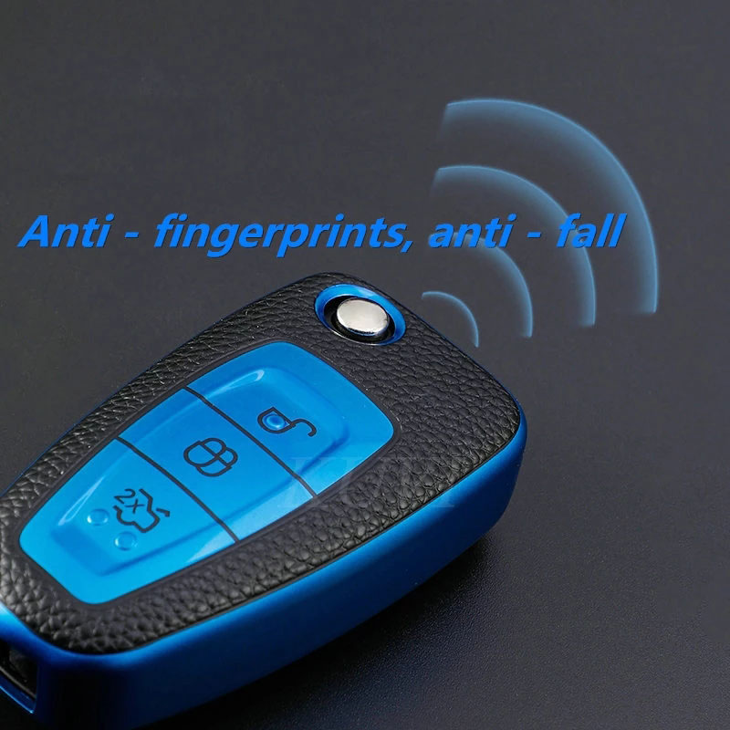 Update New TPU Car Case Leather Keys Cover For Ford Ranger C-Max S-Max Focus Galaxy Eo Transit Tourneo Custom Auto Key Holder Cars Parts