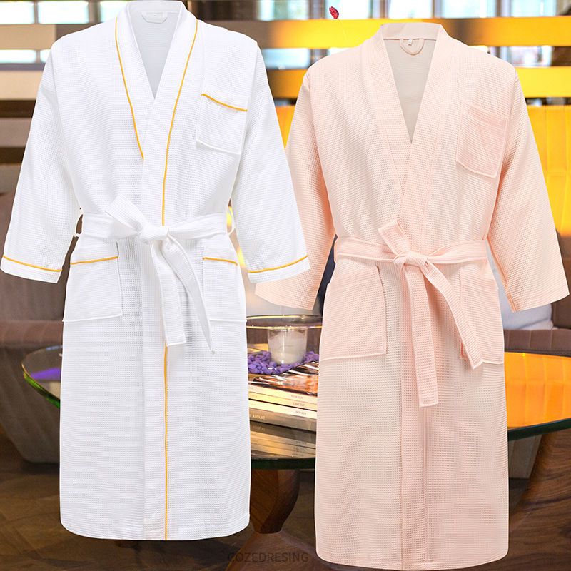 5 Star el 100 Cotton Men Kimono Bathrobe Plus Size Towel Bath Robe Mens Waffle Robes for Women Long Dressing Gown Sleepwear 201111