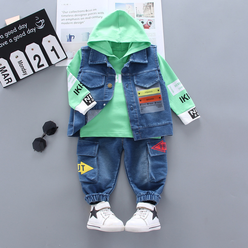 New Spring Autumn Trendy Children Clothes Baby Boy Girl Letter Vest Hoodies Pants Kids Infant Clothing Toddler Casual SportswearX1019