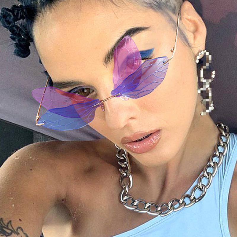 Sunglasses Vintage Butterfly Women Rimless Clear Shades Summer Sun Glasses For Fashion 2022 Luxury, White;black
Sunglasses Vintage Butterfly Women Rimless Clear Shades Summer Sun Glasses For Fashion 2022 Luxury, White;black