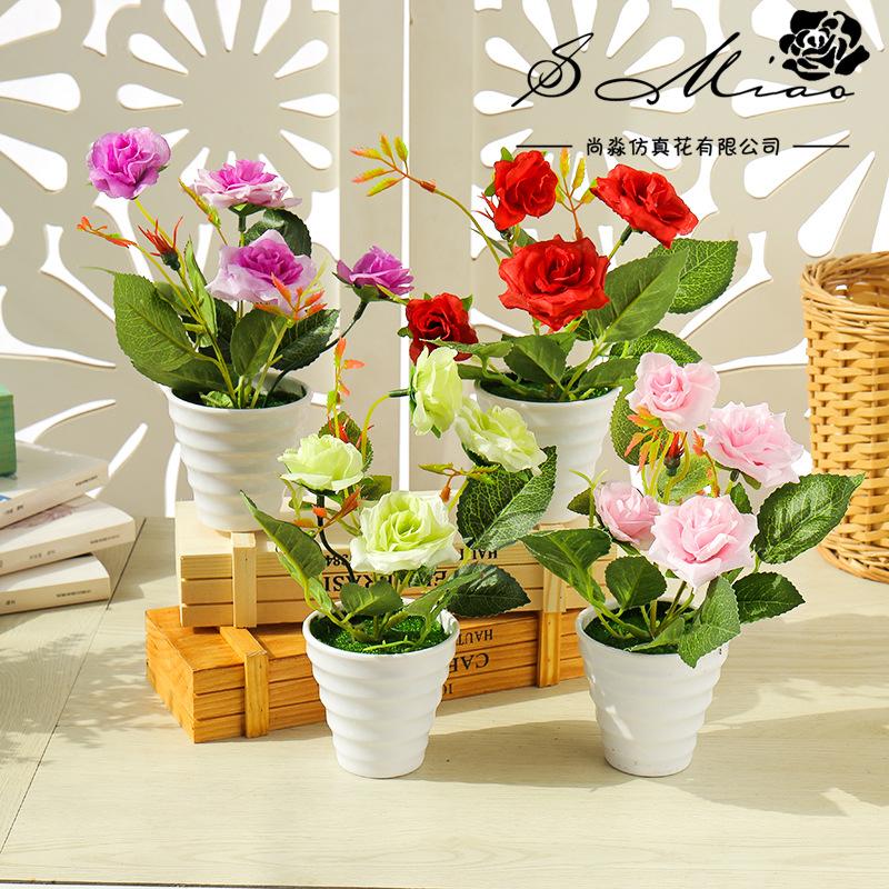 Home Decoration Color Simulation Small Slik Rose Bonsai Potted Artificial Ornament Plant Including Flowerpot
Home Decoration Color Simulation Small Slik Rose Bonsai Potted Artificial Ornament Plant Including Flowerpot