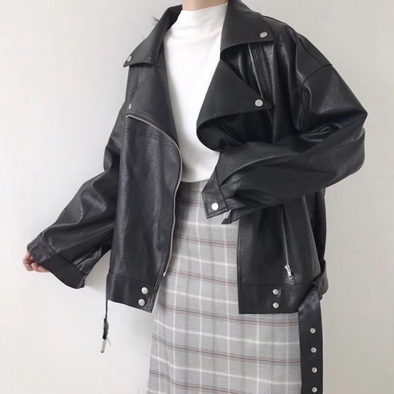 Ailegogo New Autumn Women Loose Black Pu Faux Soft Leather Jacket With Belt Casual Female Streetwear Turn Down Collar Biker Coat, Beige
Ailegogo New Autumn Women Loose Black Pu Faux Soft Leather Jacket With Belt Casual Female Streetwear Turn Down Collar Biker Coat, Beige