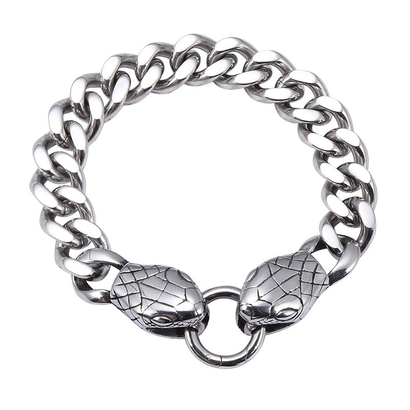 12mm Wide Double Snake Head Stainless Steel Curb Cuban Link Chain Men Bracelet Domineering Punk Rock Male Jewelry Gift GL0001
12mm Wide Double Snake Head Stainless Steel Curb Cuban Link Chain Men Bracelet Domineering Punk Rock Male Jewelry Gift GL0001