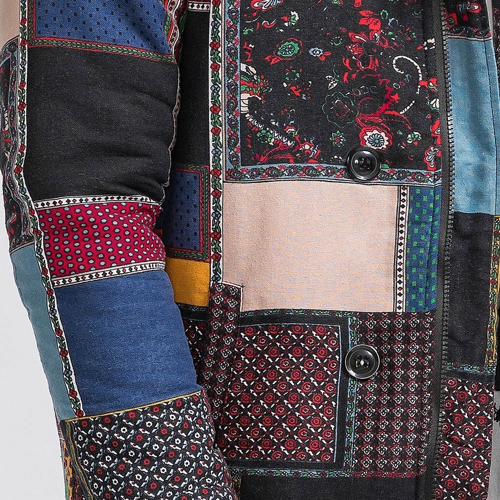 New Thicken Warm Men Casual Winter Fox Fur Collor Jackets Warm Floral Print mens jacket Coats Winter Cotton Hooded Long Parkas 201023