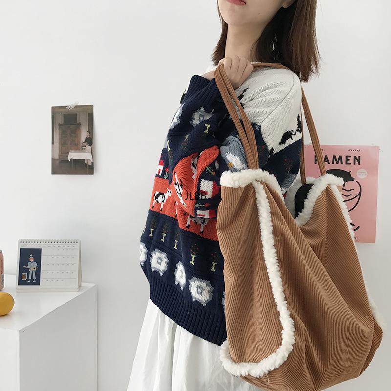 Women New Corduroy Bag Simple Canvas Shoulder Bag Large Capacity Handbag Tote Cloth Shopping Bags Suede Bookbags For Girls, Brown small size
Women New Corduroy Bag Simple Canvas Shoulder Bag Large Capacity Handbag Tote Cloth Shopping Bags Suede Bookbags For Girls, Brown small size