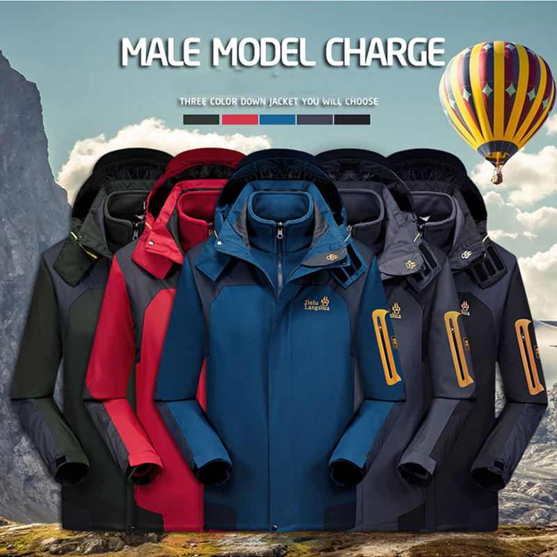 Men Women Winter 3in1 M-6XL Outdoor Jackets Waterproof Camp Hike Trekking Climb Ski Fish Fleece Hood Euro Oversize Coat 201127