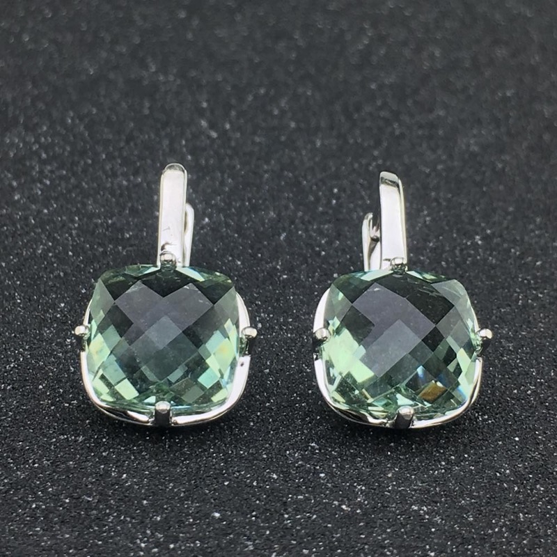 CSJ Green Amethyst Earring Sterling 925 Silver Citrine Ametrine Paraiba Zultanite for Women Birthday Party Engagement Gift Box 220211