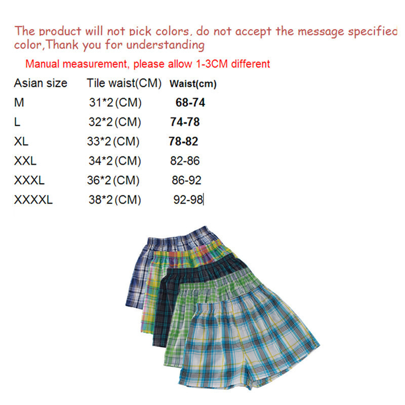 M-XXXXL mens underwear boxers loose shorts Classic Plaid Men Boxer Shorts Mix Colors Trunks Cotton Cuecas Underwear 4PCS 201023