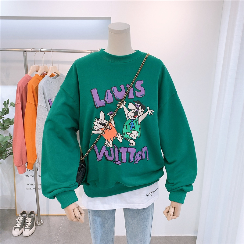 Graphic Cotton Sweatshirt Women Streetwear Korean Ulzzang Loose Casual Hoodie Femme Funny Cartoon Print Cosy Coat Teens 200928