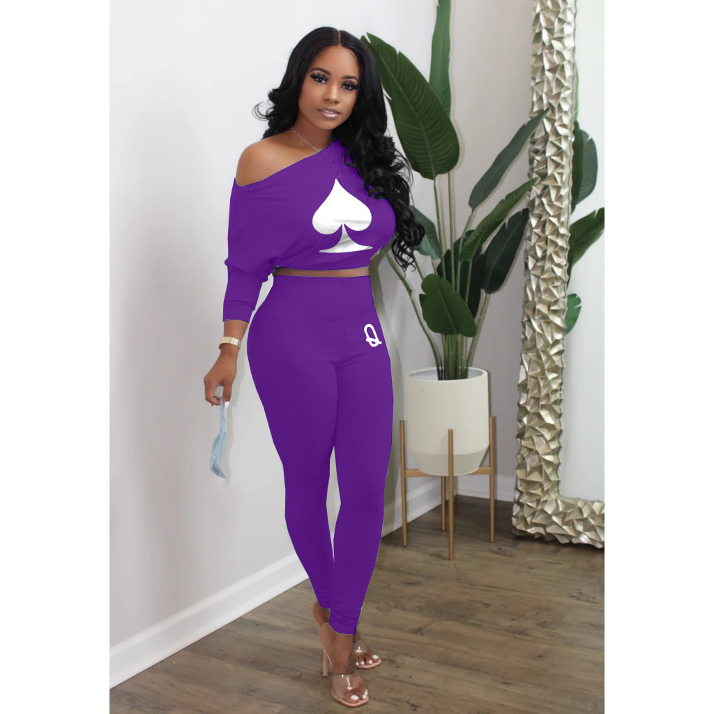 Wholesale fashion pants casual ladies sports printed letters long-sleeved t-SHIRTpant Suit 2-piece jogging