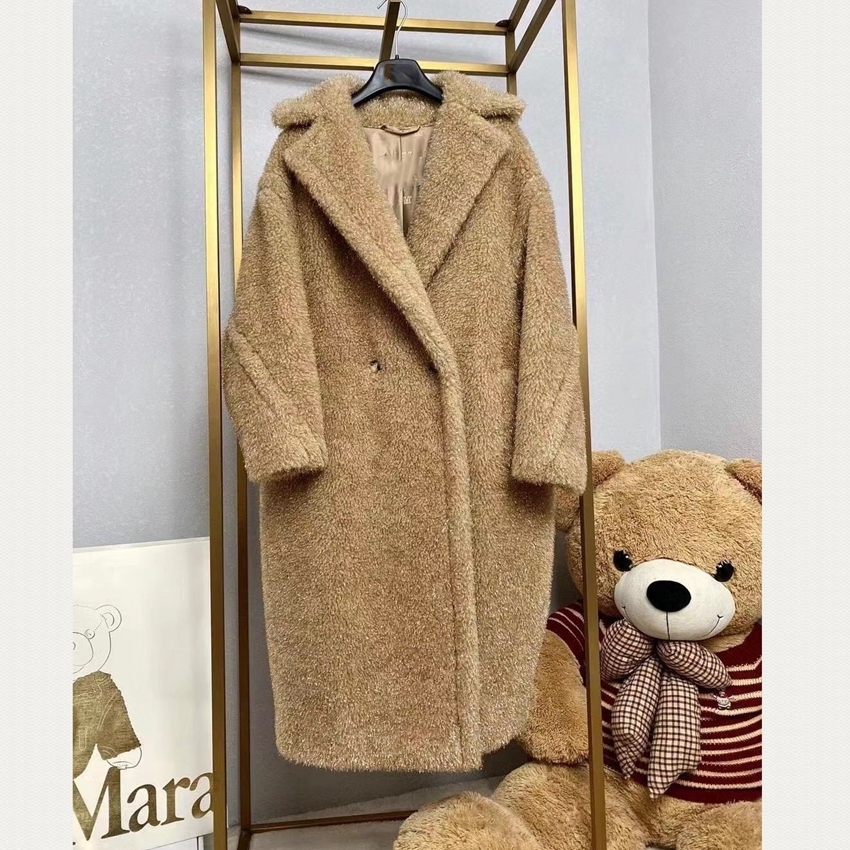 Women Alpaca coat Fashion Sheep wool Overcoat Winter Long Sleeve Outerwear H921 201112