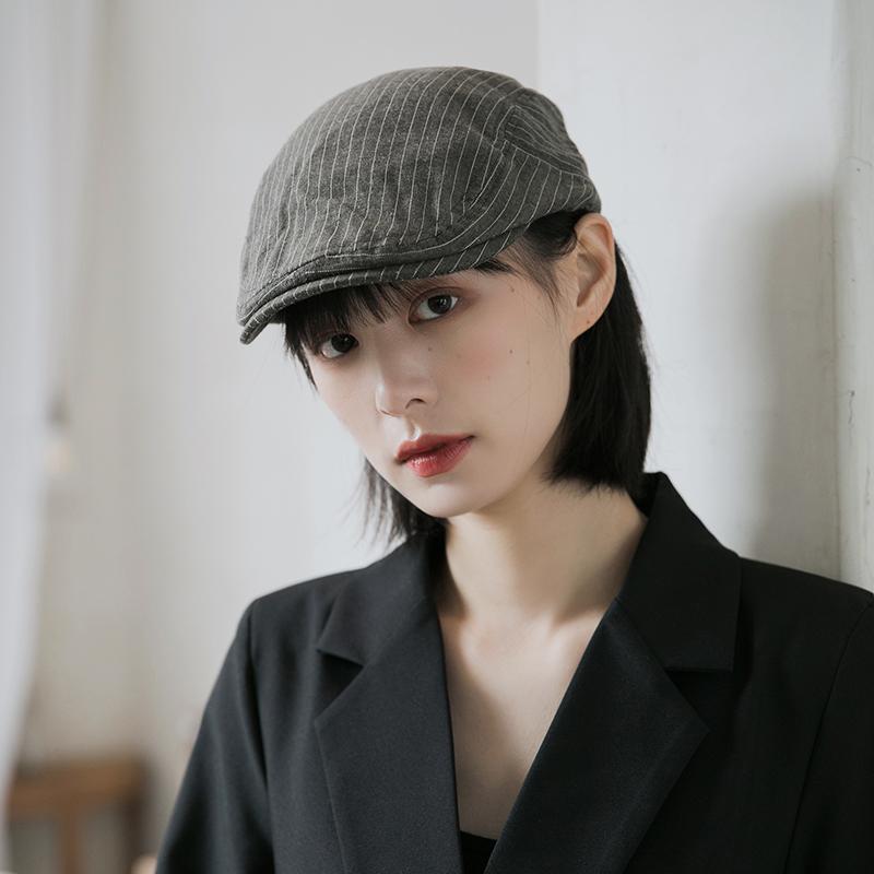 Berets Spring And Autumn Striped Cap Women's Korean Version Versatile Fashion Trend Street Winter Beret Button Adjustable, Gray
Berets Spring And Autumn Striped Cap Women's Korean Version Versatile Fashion Trend Street Winter Beret Button Adjustable, Gray