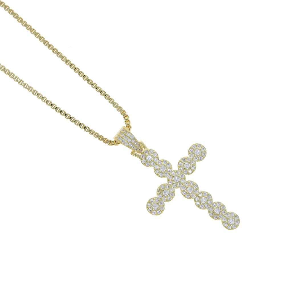 high quality 41+10cm hip hop bling jewelry wholesale iced out bling 5A cubic zirconia cz pray cross pendant women necklace