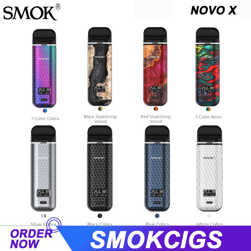 

SMOK NOVO X POD KIT Powered By 800mAh Built-in Battery 25W Output with 2ml NOVO X Meshed Pod & DC Pod 0.8ohm, Standard edition