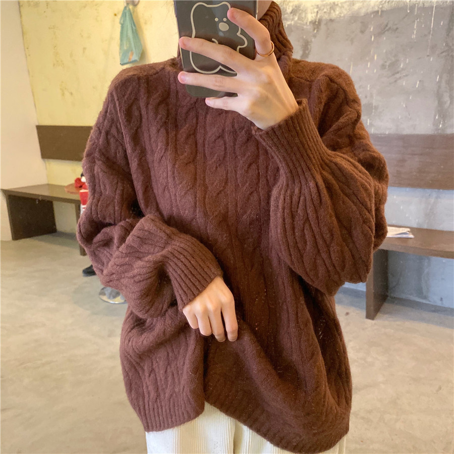 2021 Women's Turtlenecks Loose Fall and Winter New Retro Hong Kong Lazy Wind Thick Torsion Sweater D1ZY, Yellow.
2021 Women's Turtlenecks Loose Fall and Winter New Retro Hong Kong Lazy Wind Thick Torsion Sweater D1ZY, Yellow.