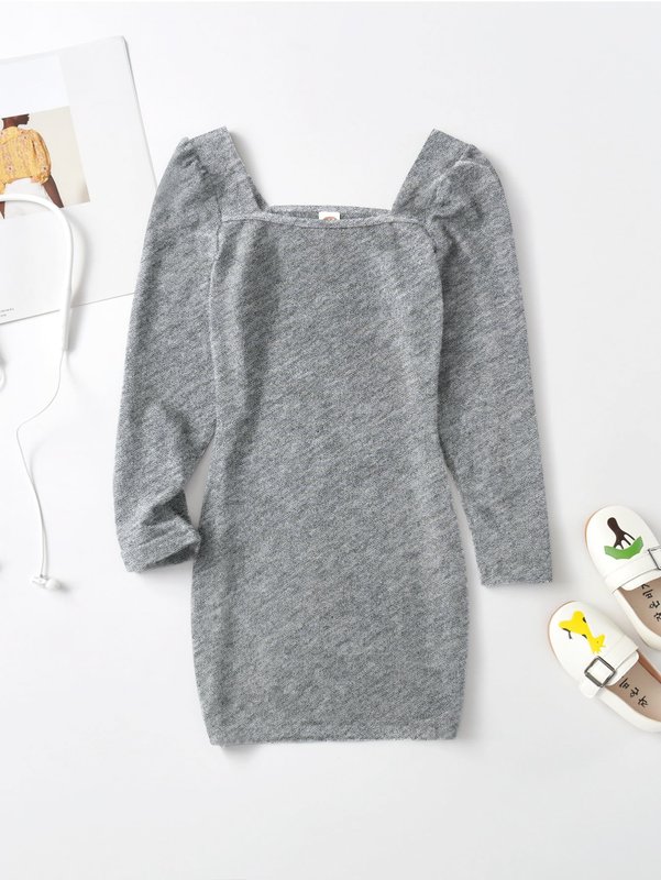 Girls Solid Fitted Dress SHE