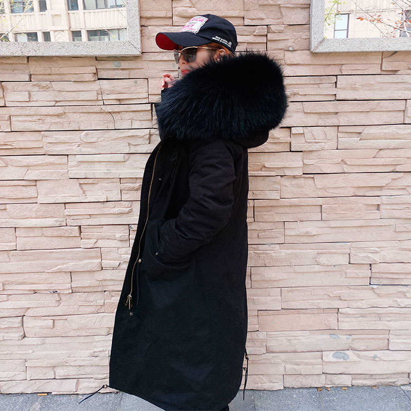 X-long women parka Over the knee winter jacket real natural fox fur coat hooded thick warm outwear free shipping 201029
