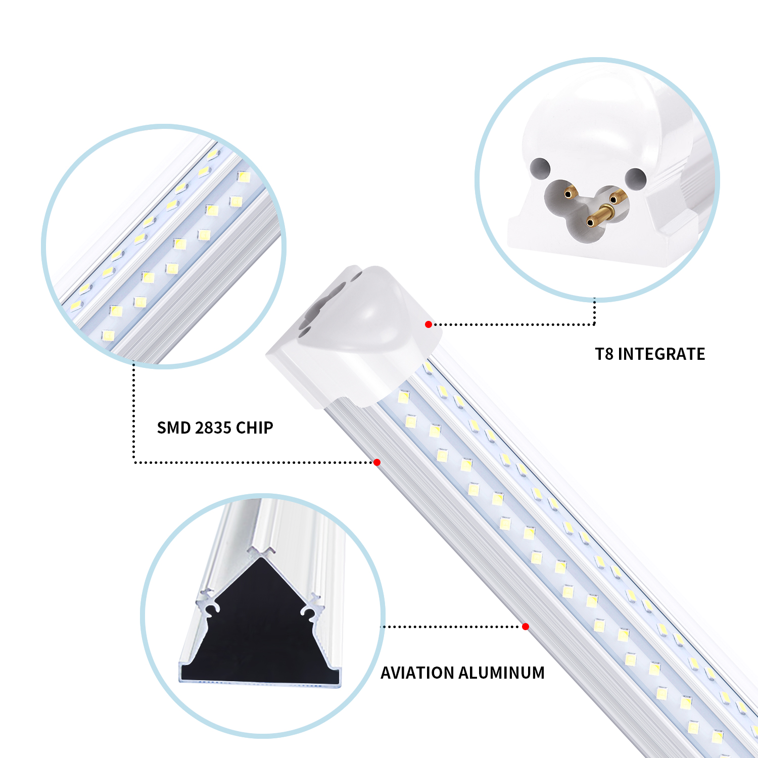 Linkable Shop Light Fixture 2 4 5 6 8 ft T8 LED Tube Integrate V Shape 4ft 8ft Fluorescent Light Replacement led light Fixture Warehouse Garage Lamp