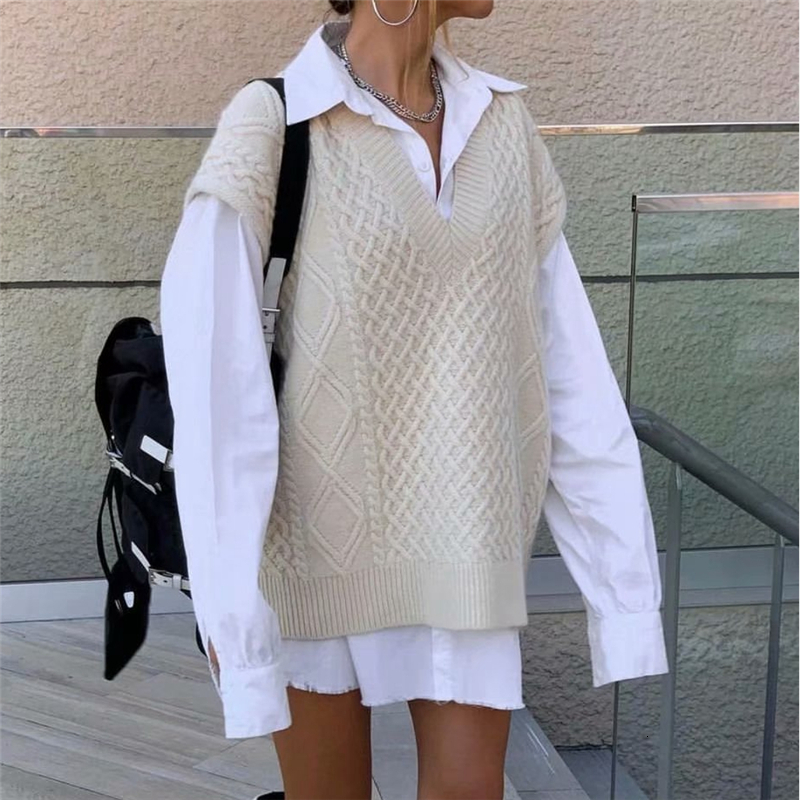 New Streetwear Women Beige Twist Sweaters Tanks 2021 Fashion Ladies Solid Knitted Short Vests Causal Female Chic V-neck Pullovers Yzix
New Streetwear Women Beige Twist Sweaters Tanks 2021 Fashion Ladies Solid Knitted Short Vests Causal Female Chic V-neck Pullovers Yzix
