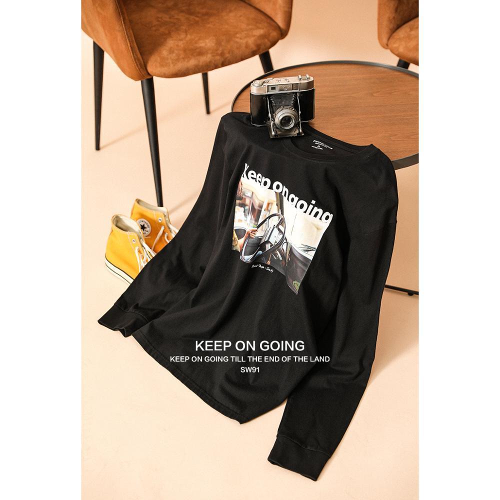 SIMWOOD Autumn new long sleeve t-shirt men fashion pattern print 100% cotton comfortable tops fashion tees 201203