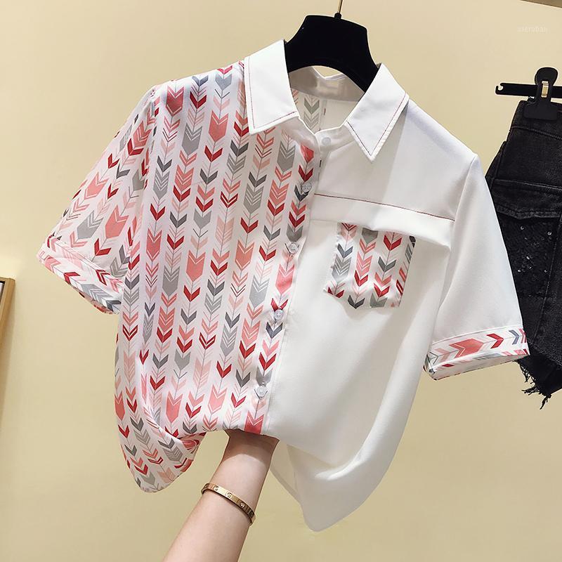 Women' Blouses & Shirts Blouse Women 2021 Summer Short Sleeve Shirt Tops Turn Down Collar Print Chiffon Blusas D1421, As picture
Women' Blouses & Shirts Blouse Women 2021 Summer Short Sleeve Shirt Tops Turn Down Collar Print Chiffon Blusas D1421, As picture