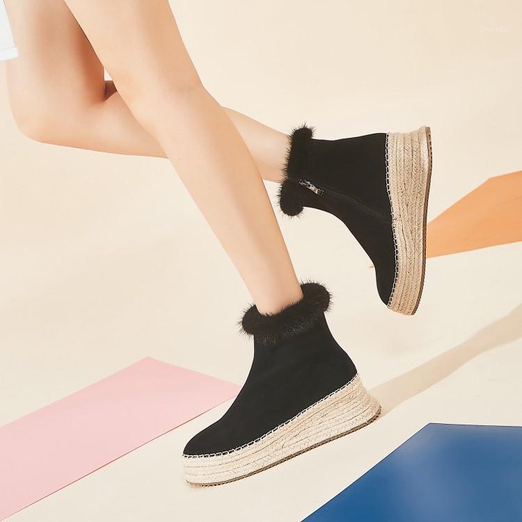 Winter Warm Fur Snow Boots Flat Platform Suede Leather Shoes Women 6cm Wedge Boots1, Black
Winter Warm Fur Snow Boots Flat Platform Suede Leather Shoes Women 6cm Wedge Boots1, Black