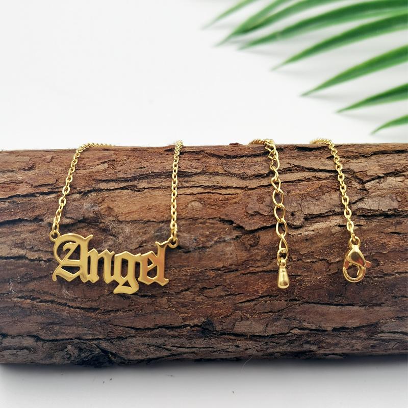 New Cute Angel Old English Font Angel Necklace Stainless Steel Letter Pendants Lovely Jewelry Gold Gift For The Women Girls
New Cute Angel Old English Font Angel Necklace Stainless Steel Letter Pendants Lovely Jewelry Gold Gift For The Women Girls