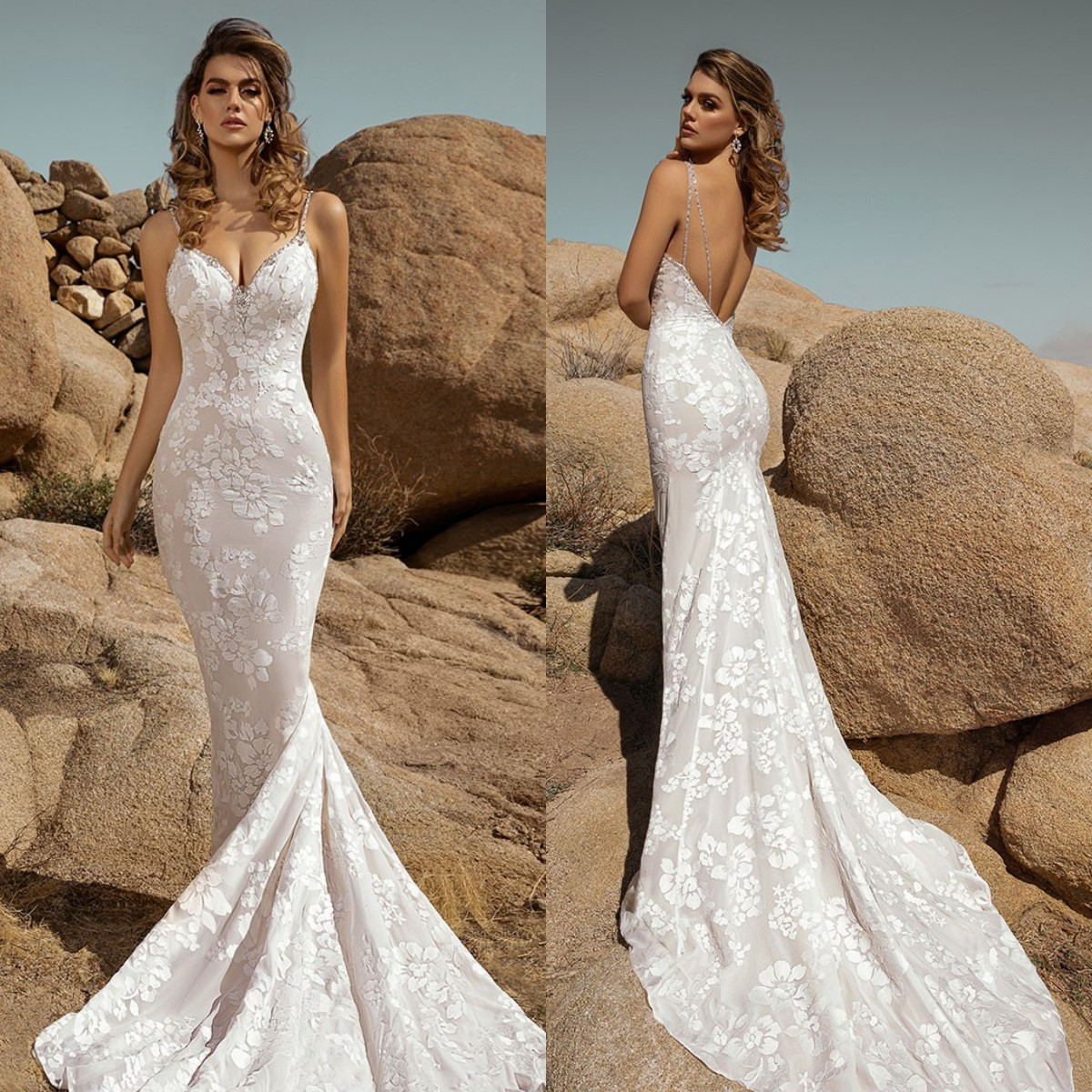 2021 New Wedding Dresses Spaghetti Straps Lace Beaded Appliques Mermaid Bridal Gowns Custom Made Open Back Sweep Train Wedding Dress, Ivory
2021 New Wedding Dresses Spaghetti Straps Lace Beaded Appliques Mermaid Bridal Gowns Custom Made Open Back Sweep Train Wedding Dress, Ivory