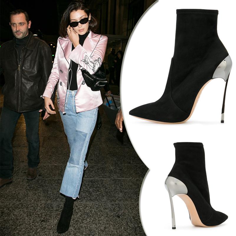 INS Hot Autumn Women Sock Boots Stretch Fabric Slip on Metal High heels Pointed Toe Mid-calf Boots Stilettos Botines Mujer 2020, Black
INS Hot Autumn Women Sock Boots Stretch Fabric Slip on Metal High heels Pointed Toe Mid-calf Boots Stilettos Botines Mujer 2020, Black