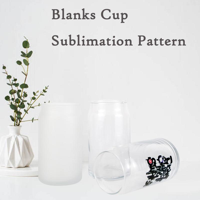 12oz/16oz Sublimation Cola Can Tumbler Clear Frosted Glass Jar with Bamboo Lid Wide Mouth Beer Cup Festival Party Wine Tumblers, As pic