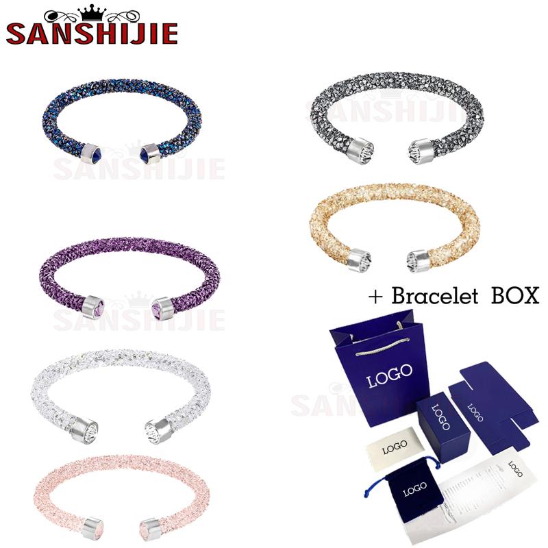 SANSHIJIE 2020 Fashion Jewelry High Quality SWA Fashion Crystal Pink Single Ring Shiny Crystal Bangles With Box Female Jewelry
SANSHIJIE 2020 Fashion Jewelry High Quality SWA Fashion Crystal Pink Single Ring Shiny Crystal Bangles With Box Female Jewelry