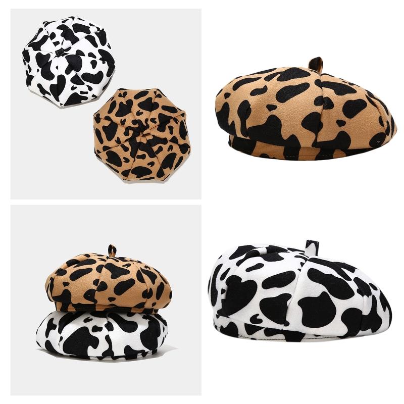 Women Winter Vintage French Style Woolen Beret Cap Milk Cow Printed Harajuku Adjustable Octagonal Painter Newsboy Beanie Hat, White
Women Winter Vintage French Style Woolen Beret Cap Milk Cow Printed Harajuku Adjustable Octagonal Painter Newsboy Beanie Hat, White