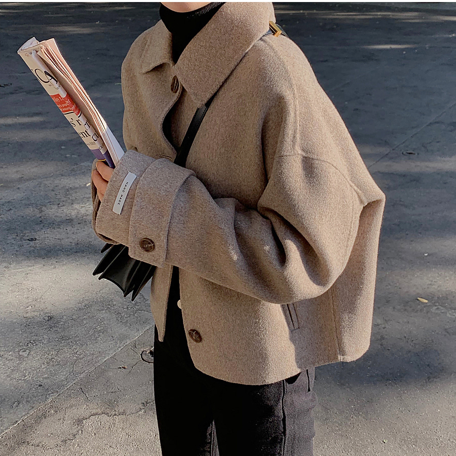 Autumn Winter Korean Short Women Coat Single Breasted Solid Color Elegant Warm Streetwear Elegant Vestidos Casual Ladies Jackets 201106