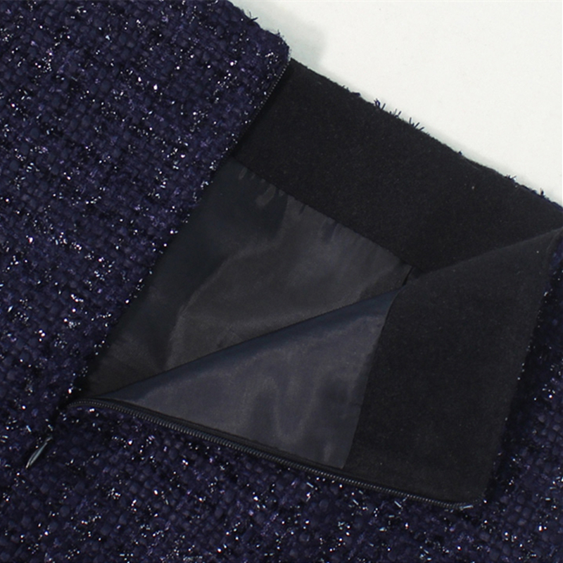 Flectit Fall Winter Plaid Wool Skirt Womens Royal Button Pocket Front Plus Size Glitter Tweed Mini Skirt Saia Feminina T200324