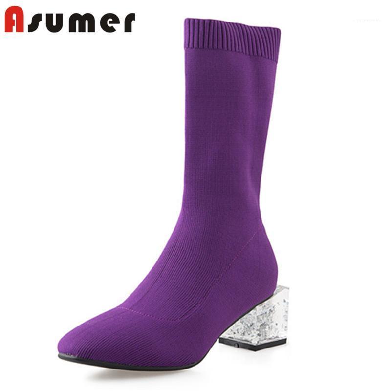 ASUMER 2020 newest ankle boots women crystal Transparent thick heel casual party shoes autumn winter Stretch boots woman1, Black
ASUMER 2020 newest ankle boots women crystal Transparent thick heel casual party shoes autumn winter Stretch boots woman1, Black