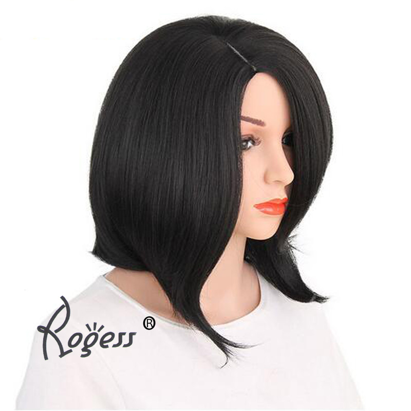 Beautiful Short Straight Hair Cosplay Wig Black Halloween Heat Resistant Fashion Women Synthetic Free Wig Cap