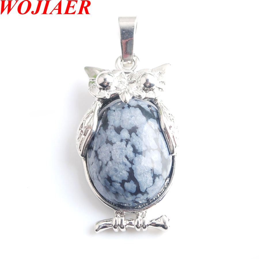 WOJIAER Eagle Animal Pendants Girl Chakra Reiki Natural Lapis Lazuli Oval Convex Gem Stone Beads Women Necklaces Jewelry BM900