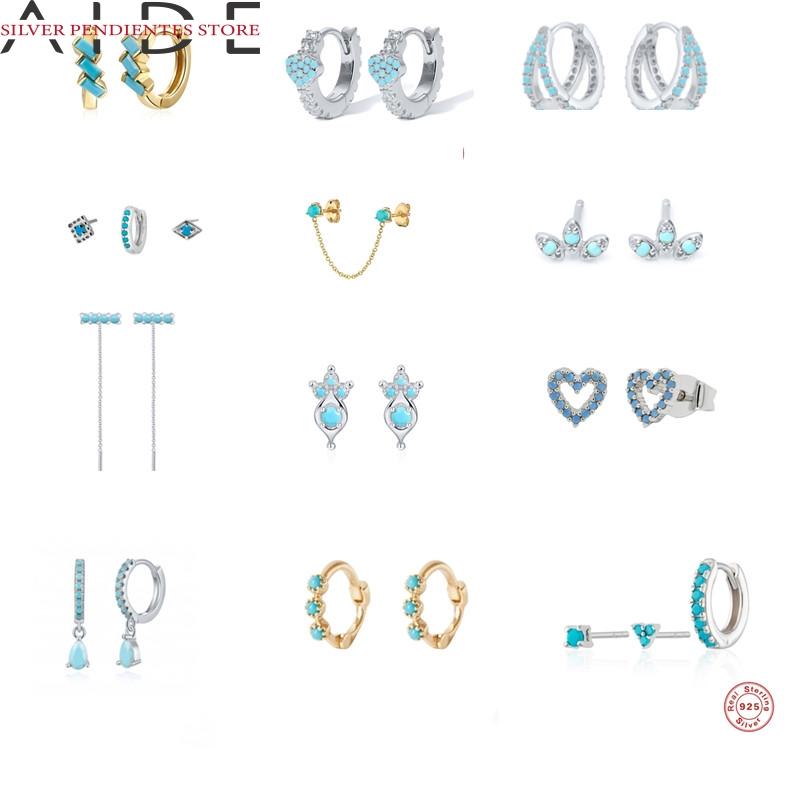 AIDE 925 Sterling Silver Turquoise Diamond Earrings For Women Heart-shaped Hoops Earrings Piercing Jewelry Aretes De Mujer
AIDE 925 Sterling Silver Turquoise Diamond Earrings For Women Heart-shaped Hoops Earrings Piercing Jewelry Aretes De Mujer