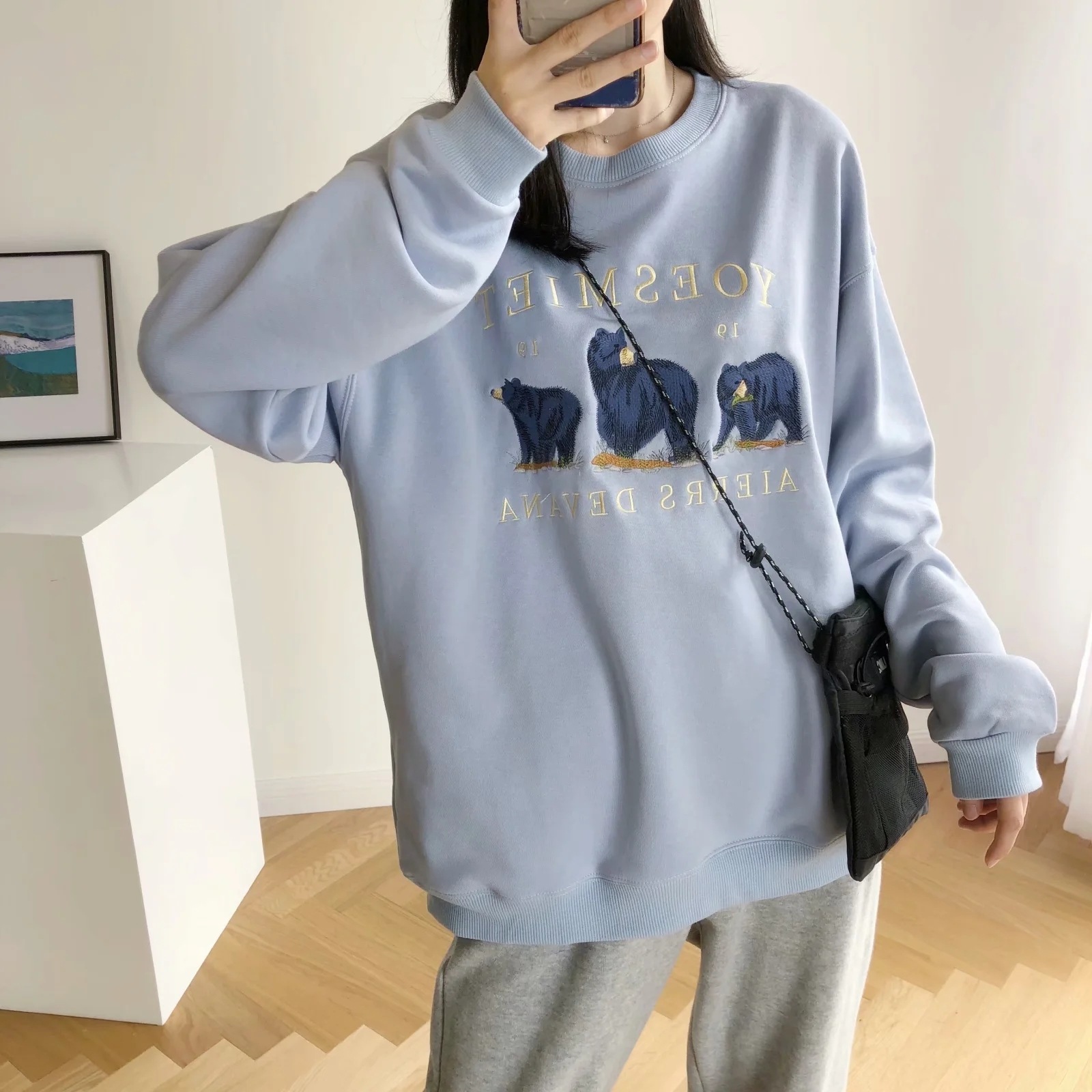 2021 Vintage Bear Embroidered Women's Jerseys Harajuku Streetwear Casual Long Crewneck Oversized Hoodie Fashion Foch, White
2021 Vintage Bear Embroidered Women's Jerseys Harajuku Streetwear Casual Long Crewneck Oversized Hoodie Fashion Foch, White