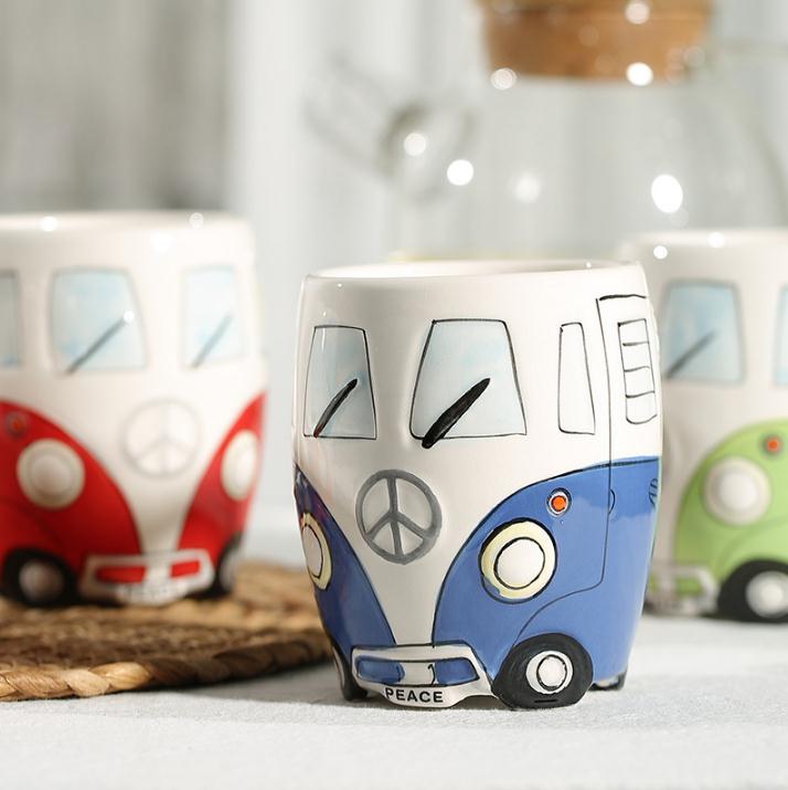 NEW Camper Van Mug cartoon Ceramic cups mugs gifts for kids porcelain cups for coffee Christmas gift lucky cup SN4834