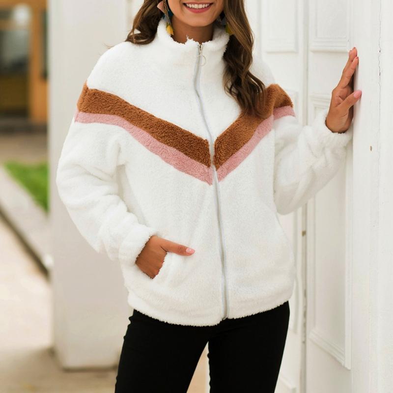Women' Striped Plush Coat Fuzzy Fleece Zipper Color Block Pullover Sherpa Turtleneck Warm Fur Sweatshirt Thick Coat, Black
Women' Striped Plush Coat Fuzzy Fleece Zipper Color Block Pullover Sherpa Turtleneck Warm Fur Sweatshirt Thick Coat, Black