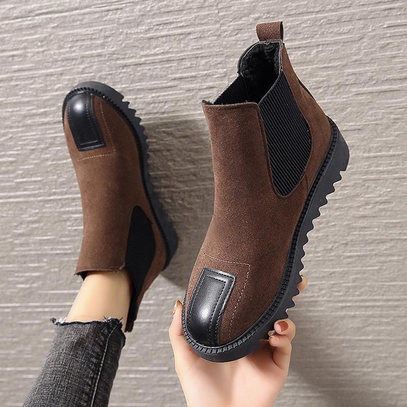 Women's Solid Color Ankle Boots Flat High Slip-On Suede Winter Warm Snow Boots Round Head Fashion Female Shoes 2021 New, Brown
Women's Solid Color Ankle Boots Flat High Slip-On Suede Winter Warm Snow Boots Round Head Fashion Female Shoes 2021 New, Brown