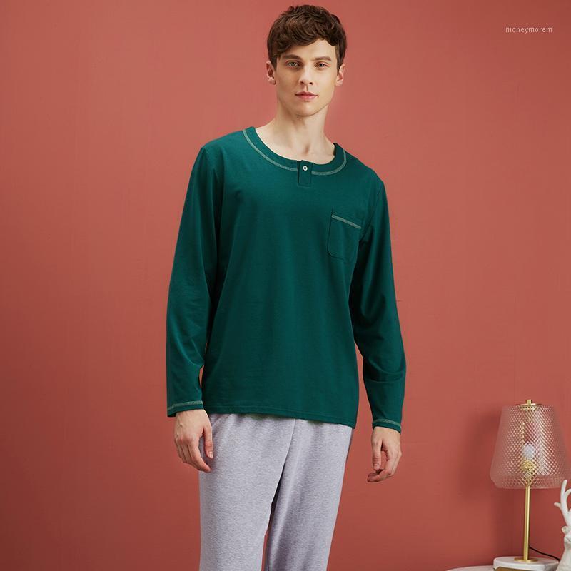 Spring 2021 new men's pajamas suit home coat long trousers bamboo fiber lapel cardigan leisure and comfortable home clothing1, Green
Spring 2021 new men's pajamas suit home coat long trousers bamboo fiber lapel cardigan leisure and comfortable home clothing1, Green