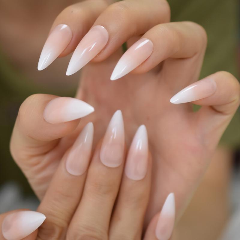 Extremely Pointed Faux Ongles White Ombre Nude French Nail Tips Long Stiletto ABS Gel Designed Fingernail set 24 Ct, L5695
Extremely Pointed Faux Ongles White Ombre Nude French Nail Tips Long Stiletto ABS Gel Designed Fingernail set 24 Ct, L5695
