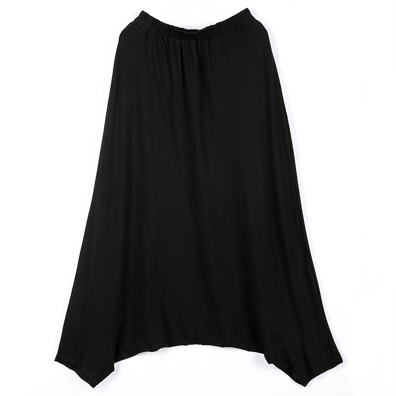 EAM Spring High Elastic Waist Brief Black Pocket Leisure Loose Cross-pants Women Fashion All-match JF596 201228