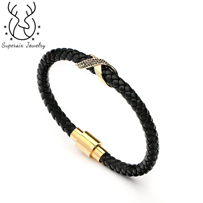 6mm Genuine Leather Infinity Bracelet Stainless Steel Magnetic Buckle Men Women Bracelet Paved Zircon Bangles Jewelry
6mm Genuine Leather Infinity Bracelet Stainless Steel Magnetic Buckle Men Women Bracelet Paved Zircon Bangles Jewelry